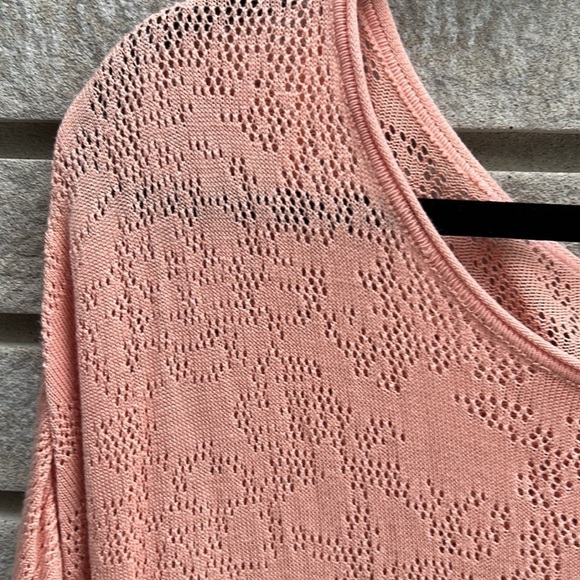 Kismet Open Knit Dolman Short Sleeve Sweater - Coral Size M - Picture 5 of 10